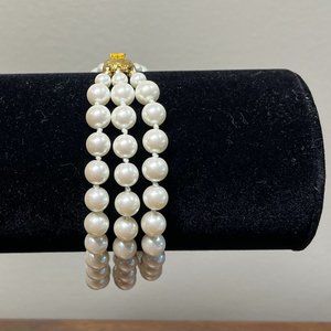 Classic Three Strand Faux Pearl Bracelet